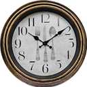 WOOPHEN Vintage Wall Clock, 16" Extra Large Silent Non Ticking Retro Wall Clocks Quality Quartz Battery Operated Round Decorative Easy to Read for Home Kitchen Living/Bedroom Office School (Bronze)
