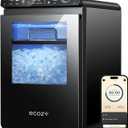 ecozy Nugget Ice Maker Countertop, Smart Pebble Ice Machine with APP Control, 44 lbs Per Day Soft Pellet Chewable Ice with Self-Cleaning, Black