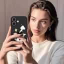 USLAI Case for iPhone 16, with Cute Pattern Design, Slim Fit, Shockproof Soft TPU Protective Cover, Supports Wireless Charging - Boxy Cat