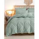 Nanko Sage Green Duvet Cover Queen Size, 3pc Boho Tufted Microfiber Bedding Comforter Cover Set, All Season Aesthetic Shabby Chic Soft Embroidery Textured Geometric Quilt Cover (90x90)
Queen Size