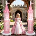 2 Pack 6.2 ft Birthday Party Decorations, Castle Inflatable Stand Castle Blow up Yard Decorations for Garden Indoor Outdoor Party Supplies(Pink, Princess)