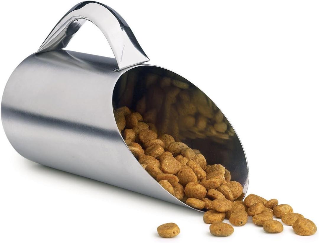 Stainless Steel Pet Food Scoop  12 oz / 1.5 Cup  Durable Metal Dog & Cat Food Scoop for Kibble or Seed  Easy-Clean Matte Finish, Rust-Resistant Pet Feeding Accessory