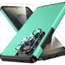 ibvehed for Samsung Galaxy S25 Ultra Phone case with Tempered Glass Screen Protector+Camera lens Protector,for Samsungs S25 Ultra Phone case,Silicone Durable Armor for Samsung Galaxy S25 Ultra case, Mint