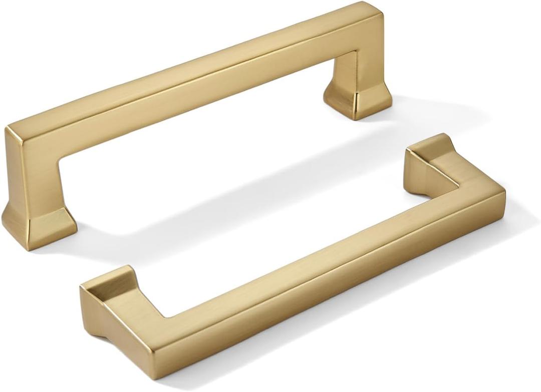 khtumeware 2 Pack 3-1/4inch(82mm) Hole Center Champagne Bronze Cabinet Pulls Heavy-Duty Solid Warm Brass Cabinet Hardware Pulls for Kitchens, bathrooms and Dresser Handle
