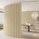 JILRON Room Divider Curtain Ceiling Curtain Track Set for Blackout and Privacy (Beige Curtain + White Track) 106" W x 84" L -1 Piece