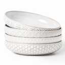 FOBENTA Embossed Ceramic Pasta Bowls, 42 oz Bowl Plates Set,9-Inch Large Serving Bowls Set of 4, Perfect for Pasta, Salad, Fruit, Sturdy&Stackable, Microwave & Dishwasher Safe : Home & Kitchen