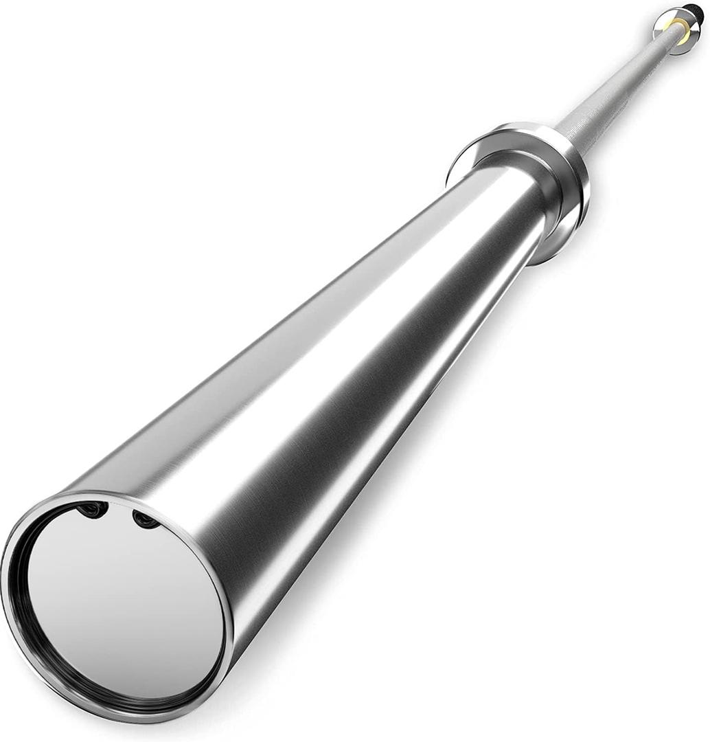 Olympic Barbell Curl Bar EZ Bar Strength Training Bar Threaded Chrome Barbell Bar for Weightlifting, Hip Thrusts, Squats and Lunges, Sliver/34lbs