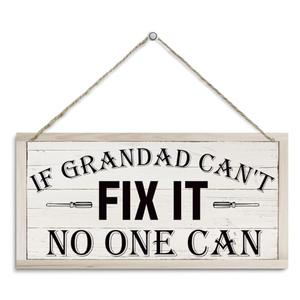 Pack of 6 If Grandad Can't Fix lt No One Can Decor Sign, Father's Day Gift Sign, Grandad Garage Sign, Garage Wall Decor, Rustic Hanging Wood Plaque Sign, Tool Room Decor Sign, 12×6In