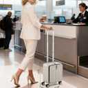 Hanke 16 Inch Underseat Carry On Luggage with Wheels,Small Hard Shell Suitcases for Weekender,Top Opening Lightweight Travel Luggage Suitcase for Womem Men,Ivory White.