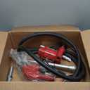 12V DC 12GPM Fuel Transfer Pump with Automatic Nozzle & Hose Kit for Gasoline Diesel Red with Particulate Filter