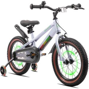 KEANO 16" Kids Bike for 4-7 Yrs, Light-Up Training Wheels, Gray