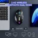 MELOGAGA Wireless Gaming Mouse Bluetooth Mouse RGB Rechargeable 2.4G USB Cordless Computer Mice with 7 Color Backlit, 6 Buttons & Silent Click for Laptop, iPad, Mac OS, PC, Windows -Black