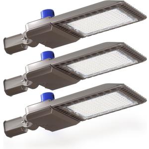 YXL LED Parking Lot Light, 200W LED Shoebox Light with Dusk to Dawn Photocell,28000LM 5000K Daylight Slipfitter Mount, IP65 Waterproof, LED Area Light for Parking Lot Sports Stadium, 3 Pack