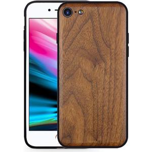 Wood Csae for iPhone Se (2en gen) and iPhone 7/8, Slim Shockproof Hybrid Cover for iPhone 7/8/Se (Walnut)