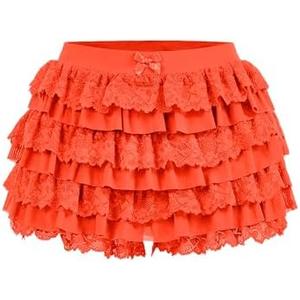 Women's Y2K Lace Ruffer Shorts Sexy Boyshorts Layered Pumpkin Skirt Cute Sweet Pettipants S