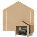 Wesnoy 10 x 20 ft Carport Front Panel Tarp Khaki Canopy Shelter Replacement Cover with Opening Door Drill Holes on Both Sides Car Canopy Tent for Truck, Car, Boat