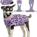Kuoser Dog Recovery Suit for Dogs After Surgery,Professional Surgical Onesie for Female Male Dogs Spay Neuter,Soft Dog Surgery Suit Bodysuit for Abdominal Wounds Skin Disease,Purple Leopard XS (X-Small (Back: 8.3" - 11.4"; Weight: 4 - 7LB))