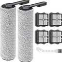 2+4 Pack S5/ S5 Pro Brush Roller and HEPA Filter Set Compatible with Tineco Floor ONE S5/ Floor One S5 Pro Cordless Wet Dry Vacuum Cleaner, 2 Pack Brush Rollers + 4 Pack Vacuum HEPA Filters