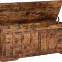 VANKILEY 51.2"Storage chest extra large,storage bench with 2 safety hinges,Shoe Bench,51.2*15.7*19.1inches,wooden trunk for bedroom,livingroom,entryway,Supports 220 lb,Easy Assembly(Rustic brown), 51.2x15.7x19.1