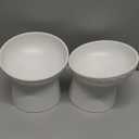 KITCHENLESTAR Ceramic Raised Cat Bowls, Elevated Tilted Cat Food and Water Bowls Set, Porcelain Stress Free Pet Feeder Dish for Cats and Small Dogs, Dishwasher and Microwave Safe, Set of 2(White)