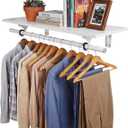 FIRJOY Wall Mounted Clothes Rack, with Top Shelf and Hanging Rod, Heavy Duty (White, 1 PACK 11.8" x 31.4")