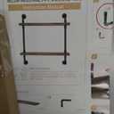 Helsin 2 Tier Industrial Pipe Floating Bathroom Shelves, 16inch Rustic Wood Wall Mounted Shelf, Storage Rack Sundries Holder for Kitchen Office Bathroom Organization & Home Décor