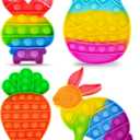 ArtCreativity Easter Pop Its - 4 Pack of Easter Popper Toys - Easter Fidget Sensory Toys for Toddlers - Kids Basket Stuffers with Colorful Egg, Carrot, and 2 Bunny Rabbits - Cute Easter Gifts