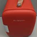 NEWBULIG Mini Fridge for Bedroom, Office & Car, Portable 4L/4.23QT Mini Refrigerator for Skincare with Handle, Ultra-Quiet Energy-Saving Compact Cooler for Drinks, Food, Skincare & Makeup, 12V AC/DC (Red)