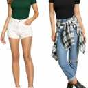 MANGOPOP Round Neck Long Sleeve Short Sleeve Bodysuits for Women Basic Body Suit Shirts Tops (X-Large)