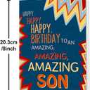 2 x Son Birthday Card, To My Son Birthday Card Gifts from Mom Dad,Gifts for Adult Sons Gift Ideas-8x5.3 Inches, Double-Sided (BX254)