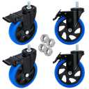 Heavy Duty Stem Caster Wheels 5 inch Locking Threaded Stem Casters Set of 4 Stem Size 1/2"-13 x 1 No Noise Swivel Casters Industrial Castor Wheels for Cart Furniture