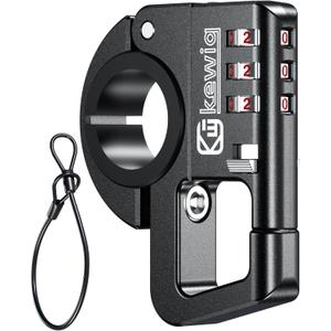 Kewig Aluminum Alloy Anti-Theft Motorcycle Bike Helmet Lock | CNC Machining, with 3 Digit Combination Lock, for 0.875"/1"/1.125" Diameter Handlebar Round Rail, for Bicycle Scooter E-bike