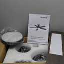 42 Inch Black Ceiling fans with lights and Remote,Low Profile Flush Mount Modern Ceiling Fan with Light, 5 blades,Dimmable LED Light,6 Speed DC Motor,Indoor Outdoor Ceiling Fan for Bedroom