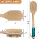 OWIIZI Back Scrubber for Shower with Soft and Stiff Boar Bristles Dual-Sided Wooden Long Handle Antiskid Body Bath Brush for Back Use Wet or Dry,Deep Cleanse Large Surface Back Scrub Brush
