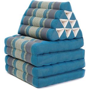 Leewadee 4-Fold Mat with Triangle Cushion – Firm TV Pillow, Foldable Mattress with Cushion Made of Eco-Friendly Kapok, 89 x 20 inches, Light Blue