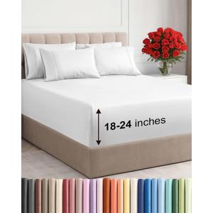 Extra Deep Cal King Sheet Set - 6 Piece Breathable and Cooling Sheets - Hotel Luxury Bedding for Women, Men, Kids & Teens - Easy Secure Fit - Soft, Wrinkle Free and Comfy - Extra Deep Pockets - White