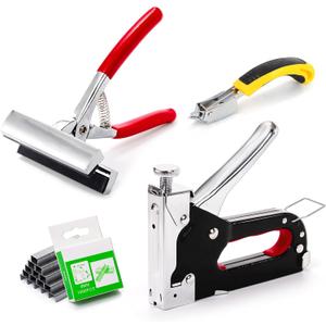 ZENFUN Heavy Duty Stretching Canvas Pliers with Spring Return Handles, and Staple Remover, 3 in 1 Staple Gun for Upholstery with 1000 Staples, Canvas Stretcher Plier Set for Art Oil Painting Framing ZENFUN Heavy Duty Stretching Canvas Pliers with Spring Return Handles, and Staple Remover, 3 in 1 Staple Gun for Upholstery with 1000 Staples, Canvas Stretcher Plier Set for Art Oil Painting Framing
