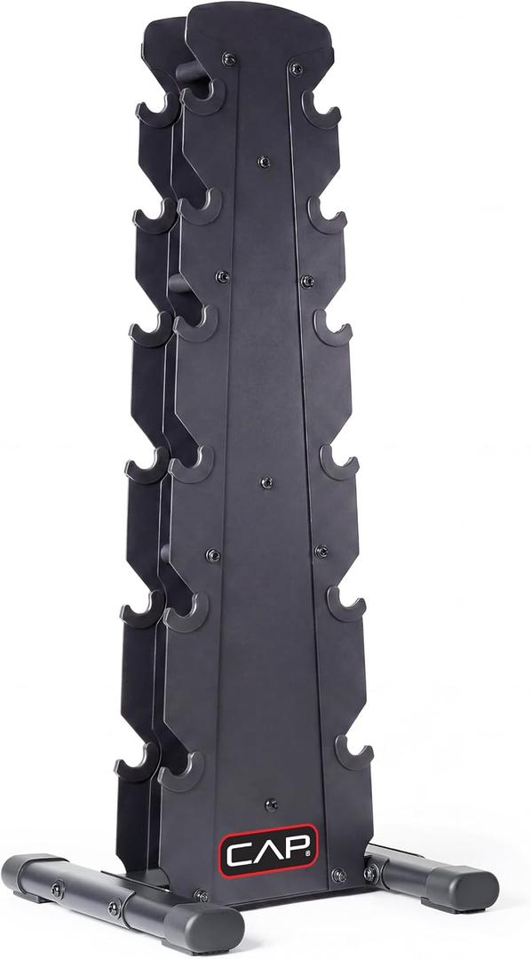 CAP Vertical Hex Dumbbell Storage Rack, Black, 210lb Capacity
Space-saving dumbbell rack, Vertical storage, Holds 6 pairs of hex dumbbells, home gym free weight storage