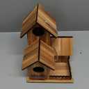Bird Houses for Outside, Outdoor 3-Hole Large Birdhouse Bird Feeder for Bluebirds, Finches, Cardinals and Yellow Finches, Wooden Hanging Edible Wild Bird Nest Garden Decorative