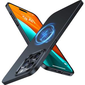 TORRAS Magnetic Slim Fit Designed for iPhone 15 Pro Case 2023, [Compatible with MagSafe] [Ultra Thin] Protective Matte Hard PC Cover Anti-Scratch Phone Case for iPhone 15 Pro, Black Titanium