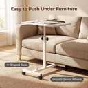 Adjustable Bedside Table with Wheels, Rolling Desk for Laptop and Eating