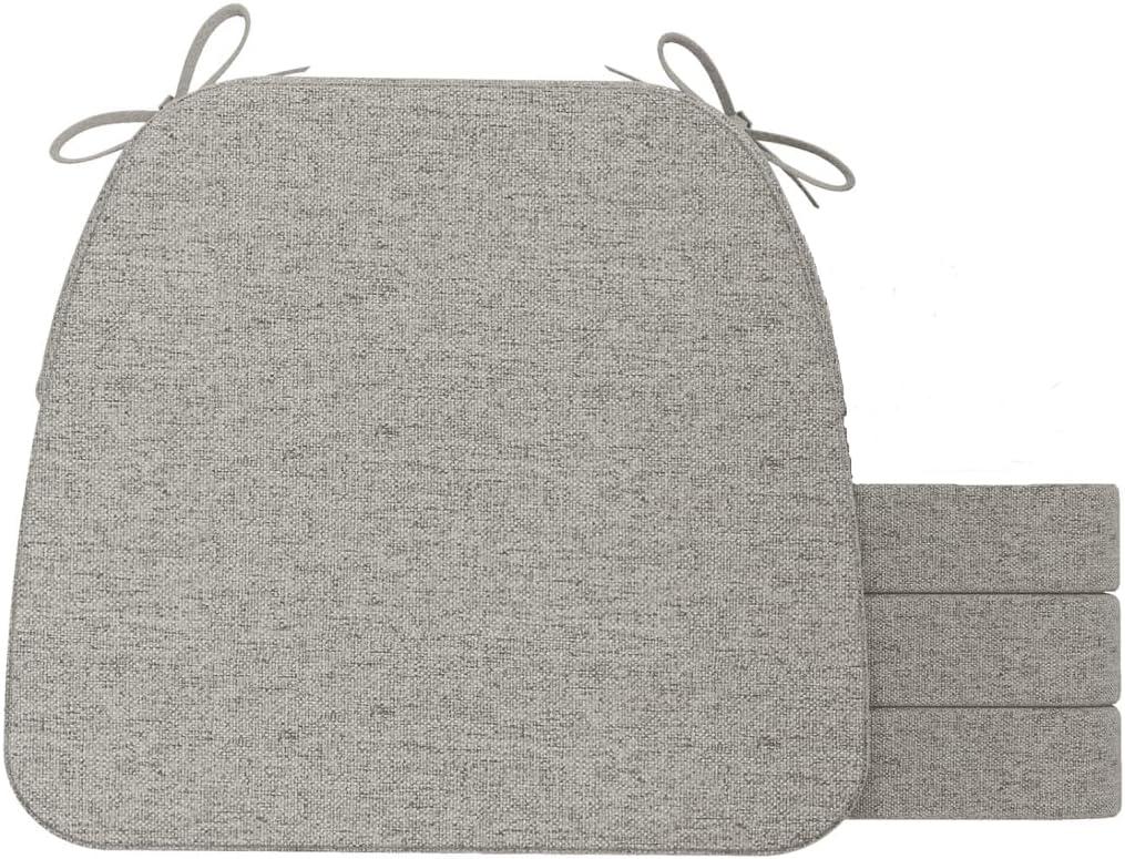 AAAAAcessories D-Shaped Chair Cushions, 2" Thick Dining Chair Pads with Ties and Removable, Machine-Washable Cover, 17" x 16", Set of 4, Khaki Gray, 4 Count