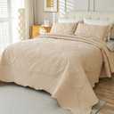 Cmfshape Oversized King Quilt Set Bedspread 120x120-Beige California King Quilts 3 PCS-Lightweight Quilted Bedding Extra Large-Paisley Pattern Coverlet for All Season Bohemian