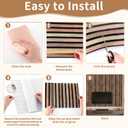 30 Pcs Faux Wood Slat Peel and Stick Wallpaper Tiles, 11.8"x11.8" Ultralight PVC Self-Adhesive Wallpaper Decals Wall Decor for Bedroom, Bathroom, Kitchen Backsplash, Farmhouse Interior