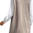 GORGLITTER Women's Sleeveless V Neck Fall Sweater Dress 2025 Dual Pocket Straight Wedding Guest Mini Dresses (Beige, M)