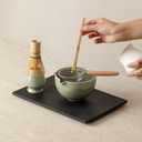 Matcha Whisk Set, Matcha Set with Ceramic Matcha Bowl, Bamboo Whisk & Holder, Sifter, Tea Scoop (Celadon)