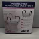 Drive Medical 2-in-1 Raised Toilet Seat with Removable Padded Arms - Elevated Bathroom Safety Support - Secure Locking Attachment - Easy Height Assistance - Durable Construction, Standard Toilets