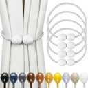 Strong Magnetic Curtain Tiebacks White 4 Pack Decorative Tie Backs Outdoor Curtain Rope Tiebacks Elegant Curtain Holdbacks for Drapes, White 