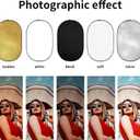 Godox 59x79/150x200cm Collapsible Photography Light Reflector, 5-in-1 Oval Multi Disc Diffuser with Carrying Bag - Gold, Silver, Black, White, Translucent for Video Studio Outdoor Lighting