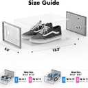 Foluck Shoe Storage Box, 15 Pack Clear Plastic Stackable Shoe Organizer for Closet, Interlocking Design Shoe Container Bins for Sneakers, Foldable Shoe Rack with Lids, Gray